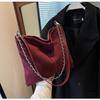 Bolso de Cadena Retro Francés de Cuero Suave Gamuza Mate para Mujer 2024 Nuevo de Moda Gran Capacidad para el Trabajo Hombro Cruzado