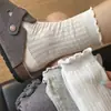 Calcetines de Verano Finos Estilo Coreano con Diseño Hueco, Color Sólido, Longitud Media hasta la Pantorrilla, Malla Simple, Encaje Blanco, Transpirables, Holgados