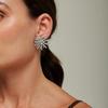 Nuevos pendientes coreanos de girasol con aguja de plata S925 y diamantes, pendientes de copo de nieve exagerados de celebración europea y americana, pendientes de moda para mujer