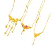 Puzuoqiang Proteção de Cor Ouro Areia Diamante Incrustado Flor das Três Vidas Flor Lilás Flores Florescentes Como Brocado Colar com Franjas Estilo Chinês Luxo Leve Corrente para Clavícula