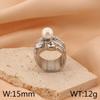 Anillo de personalidad europeo y americano de tendencia con diamantes completos de acero inoxidable de lujo ligero exagerado con incrustaciones de diamantes de arcilla blanca anillo para niña joyería