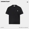 Camiseta Masculina de Verão Zoewatson Color-Blocking com Logo 3D Manga Curta Pesada Gola Redonda Casual Versátil Marca Tendência