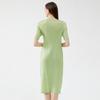 Vestido de Color Sólido de Manga Corta Ajustado Miyake Primavera 2026 para Mujer, Vestido Simple de Pliegues Línea A de Longitud Media