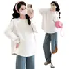 Camiseta Térmica de Cachemir Grueso Otoño/Invierno Nuevo Estilo Talla Grande Manga Larga Camiseta Base Bloque de Color Ropa Interior Camiseta Top de Maternidad