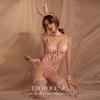 Lencería sexy de leopardo body completo para juegos de rol cos uniforme de conejita seducción deseo puro escote en V profundo pasión en el pecho
