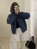 Chaqueta de punto con capucha y cremallera a rayas de bloques de color estilo coreano, nuevo suéter versátil casual de moda para otoño e invierno para mujer