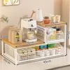 Prateleira de armazenamento minimalista para mesa, caixa de armazenamento em camadas sob o armário, prateleira para sala de estar, organizador de lanches para cozinha