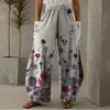 Pantalones Largos para Mujer Estilo Europeo, Americano y Coreano con Bolsillos Dobles, Sueltos y Cómodos, Ropa Casual Artística Creativa, Cómodo Estampado Digital 3D