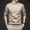 Suéter de cuello alto cruzado para hombre, engrosado y cálido, nuevo tejido de punto básico casual liso para otoño e invierno