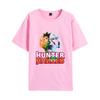 2023 nuevo cazador de tiempo completo secundario de dibujos animados de impresión digital para hombres y mujeres, blusa informal suelta de manga corta de verano