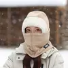 Chapéu Lenço Integrado à Prova de Vento para Ciclismo de Inverno Feminino com Forro de Fleece Máscara Quente Proteção para Ouvidos Chapéu à Prova de Frio para Ciclismo Chapéu Lei Feng