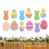 Cartel de Jardín de Pascua con Huevos de Colores y Lazos, Decoración Impermeable y Resistente a la Decoloración para Césped y Jardín al Aire Libre