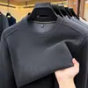 Nova Blusa de Moletom Masculina de Manga Longa Outono Pulôver Gola Redonda Top Camada Base Tendência Camiseta Masculina de Manga Longa