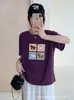 Camiseta Feminina Loose de Algodão Bambu com Gola Redonda e Manga Curta de Guangzhou, Versátil e Emagrecedora, Direto da Fábrica