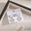 Pendientes Redondos de Perla Geométrica Transfronterizos con Incrustaciones de Circonita, Aretes Versátiles Exquisitos y de Moda, Pendientes de Estilo Vintage