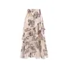 Estilo Europeo y Americano 2026 Moda Versátil Casual Ropa para Mujer Fresco Estampado de Espiga Falda con Volantes de Cintura Alta