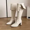 Botas altas de moda plegables de dos maneras con tacón grueso hasta la rodilla para mujer, modelo nuevo elegante 2026, botas de tacón alto adelgazantes para figuras petite