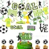 Decoración de Fiesta de Cumpleaños Pancarta de Tirar Banderines Tema Copa del Mundo Decoración Arreglo Juego de Fútbol Espiral Insertos para Pastel
