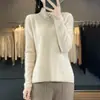 Suéter pullover vermelho gola alta estilo nacional com fecho lateral fenda ampla Casual Lã pura novo malha manga longa