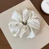 Elástico de Cabelo Scrunchie em Tecido com Bloqueio de Cores Preto e Branco e Bolinhas Estilo Coreano, Elástico de Cabelo Versátil de Alta Qualidade, Acessório de Cabelo Fofo, Cordão de Cabelo Estilo Francês para Mulheres