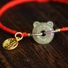 Pulseira de Moda Feminina Jade Hetian Natural Tigre Doce com Marca Fu Contas Redondas de Jade Branco Presente Ano do Tigre
