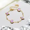 Nuevo Estilo Aceite Goteando Trébol de Cuatro Hojas Jiamai Versión Alta Pulsera de Acero de Titanio con Trébol de Cuatro Hojas Pulsera Cuadrada Redonda Fresca de Lujo Ligero para Mujer