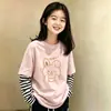 Nueva camiseta de algodón puro de manga larga para niñas de primavera y otoño, elegante conjunto de dos piezas estilo coreano para niños mayores