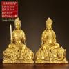 Estátua de Bodhisattva Manjusri, conjunto de estátuas de Buda Samantabhadra de latão puro, estátua sentada, Hua Yan San Sheng, decoração de sala de estar, estudo