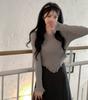 Camiseta de Manga Larga Ajustada y Adelgazante para Chicas Hot Otoño 2024 Nuevo Diseño Niche Irregular Top Corto