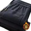 Pantalones Gruesos de Terciopelo para Hombre de Otoño e Invierno Cintura Elástica Pantalones Deportivos de Chándal Elásticos Moda Papá Pierna Recta de Longitud Completa para Adultos de Mediana Edad