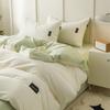 Estilo sin imprimir Algodón 100% Juego de Cuatro Piezas para Cama Lujo Sencillo y Accesible Algodón de Fibra Larga Algodón Puro Funda Nórdica Cama Sábanas de Cama Juego de Tres Piezas para Dormitorio 4