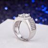 Kalamei Moda Popular Anel de Diamante Redondo Grande de Três Fileiras Anel de Ajuste Aberto Acessórios de Diamante Transfronteiriços Venda por Atacado