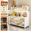 Gabinete de almacenamiento para cocina, aparador de acero con panel de roca, mesa multifuncional para alimentar bebés, gabinete de almacenamiento para microondas, armario de almacenamiento