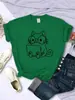Estudia Detenidamente Camiseta de Mujer con Boceto de Gato Trabajador Tendencia de Personalidad Camiseta Casual Ropa Calle Creativo Superior Mujeres