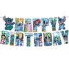 Nuevo Set de Decoración de Fiesta de Cumpleaños Temática de Lilo & Stitch Platos de Papel Mantel Banderín