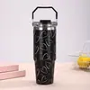 Bolsa Cruzada de Gran Capacidad 30oz Taza para Coche Impresa en 3D Termo de Acero Inoxidable de Doble Capa Taza para Beber con Doble Popote