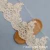 Cuerda de Algodón Color Albaricoque de 16CM Malla de Encaje Soluble en Agua con Exquisitas Flores Grandes Onduladas para Vestidos de Novia, Hanfu, Cheongsam Accesorios DIY