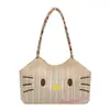 Linda bolsa de hombro tejida de dibujos animados con bordado de paja, nueva bolsa tote casual, elegante y minimalista para mujer 2026