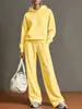 Conjunto de Sudadera con Capucha para Mujer Otoño 2026 Corte Holgado Pantalones de Pierna Ancha Caídos Conjunto Casual Deportivo de Dos Piezas Versátil