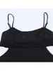 Vestido Bordado Estilo Z Aliexpress Venta Caliente Transfronteriza Moda para Mujer Estilo Europeo y Americano Abierto al Frente Poliéster Elástico Negro Za
