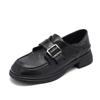 2025 Nueva Llegada Mocasines de Mano de Piel de Oveja para Mujer Vintage con Correa de Hebilla para Commuter Zapatos de Una Capa Británicos Negros Comodín Zapatos de Cuero Pequeños