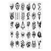 Pegatina de Tatuaje de Mariposa Oscura Cruzada Blanco y Negro Flores de Mariposa Inglesas Serie Negra Estilo INS Tatuajes Pequeños Frescos