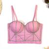 Sutiã Rosa Sexy com Porta-Copos, Decoração de Corrente, Sensação de Luxo, Sutiã de Barbatanas que Pode Ser Usado por Dentro ou por Fora