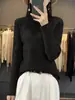 Tejido de Punto con Cuello Alto Medio de Organza para Mujer en Otoño e Invierno Nuevo Estilo Estilo Hada Fantasía Tejido de Punto Transparente con Top Básico