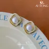 Pendientes de Perla de Imitación de Moda Elegante Aitong Jewelry Chapado en Cobre Oro Real de 18K Elegantes de Verano Lujo Accesible Pendientes de Gama Alta