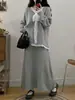 2025 Novo Outono e Inverno Elegante Conjunto de Duas Peças Suéter de Renda Francesa + Saia de Cintura Alta Tricotado para Mulheres