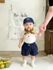 Conjunto de Algodón Puro para Bebé de Verano, Camiseta Elegante de Manga Corta Fina para Niño Pequeño, Pantalones Cortos Casuales Versátiles para Bebés y Niños Pequeños en Verano
