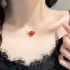 Collar Rojo de Frijol de Acacia para Mujer 2025 Nuevo Colgante de Cuentas de Transferencia Cadena para Clavícula Regalo de San Valentín para Novia Premium