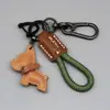Lanyard Llavero de Cuero Hecho a Mano Transfronterizo Mini Bulldog Francés Colgante Llavero de Cachorro de Cuero de Dibujos Animados