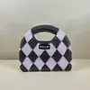 Bolso de Punto con Patrón de Diamantes, Bolso de Mano Tejido Fly-Knit Personalizado para Mujer, Bolso de Mano de Hilo de Invierno, Bolso Portátil, Estilo Nicho Coreano